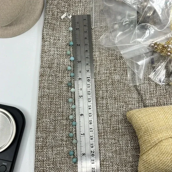 Vintage Napier Silver Tone Necklace with Aqua Blue Stones 14"-16" - Picture 5 of 10